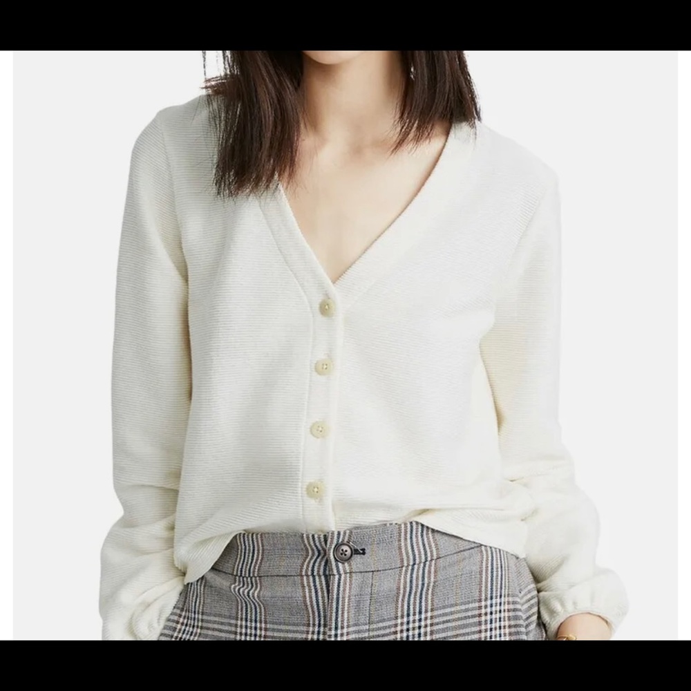 Madewell Bubble Sleeve Cardigan Top SZ M